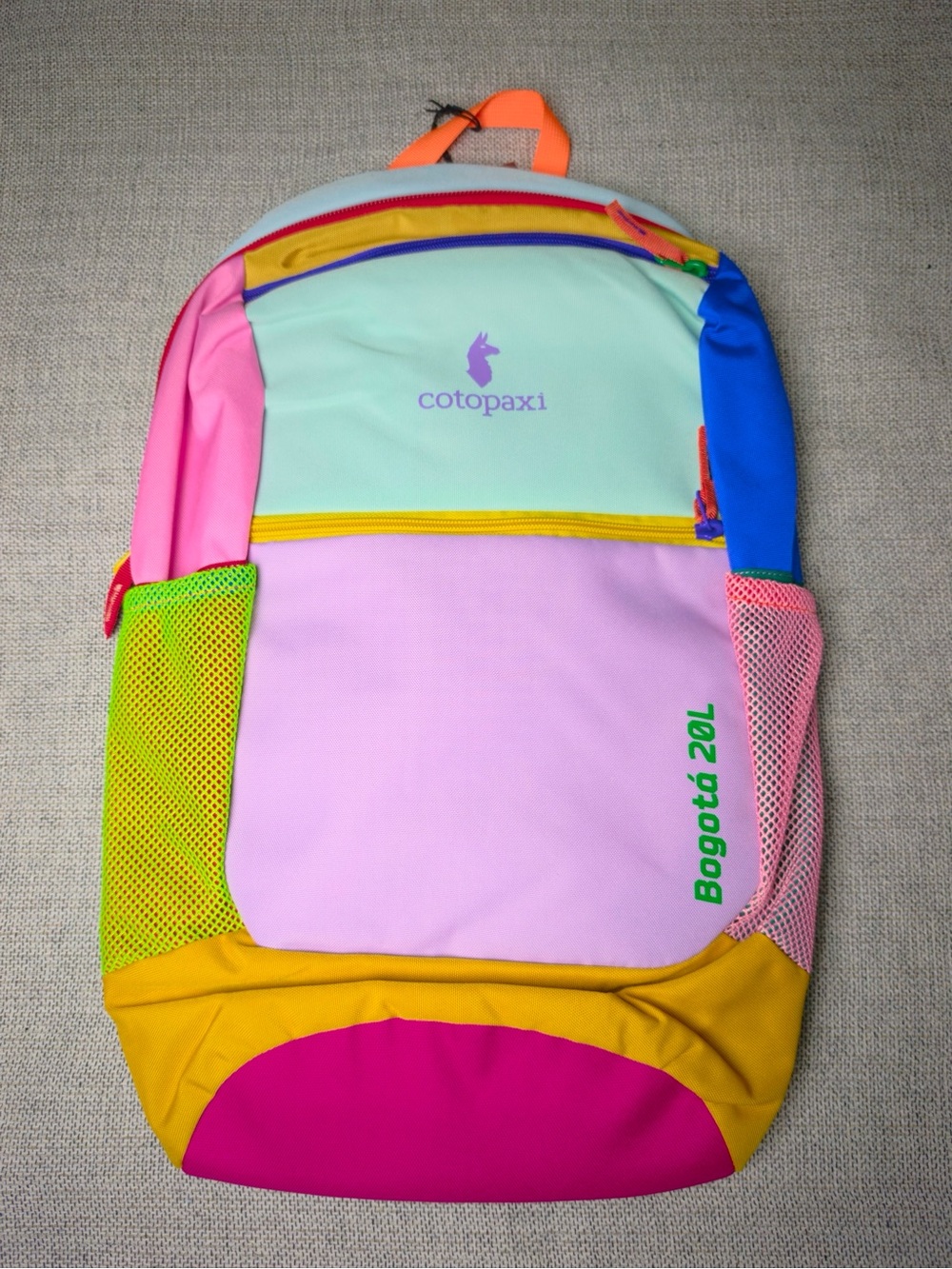 cotopaxi Kids Multicolor Backpack with Pink, Mint, Blue & Yellow Panels NWT